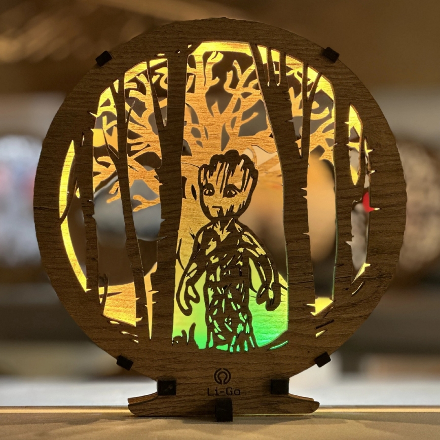 Li-Go 23613/DUB2 - LED Stmievateľná stolová dekorácia LED/12W/230V 20x22 cm dub/Grut