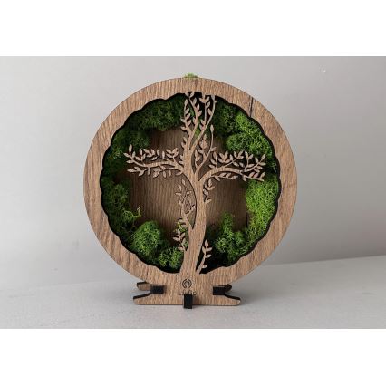 Li-Go 23622/DUB2 - LED stmievateľná stolová dekorácia LED/12W/230V 20x22 cm dub/Kríž v machu