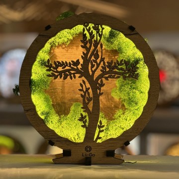 Li-Go 23622/DUB2 - LED stmievateľná stolová dekorácia LED/12W/230V 20x22 cm dub/Kríž v machu