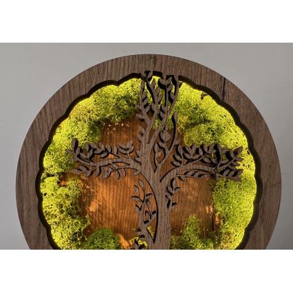 Li-Go 23622/DUB2 - stmievateľná LED stolná dekorácia LED/12W/230V 20x22 cm dub/Kríž v machu