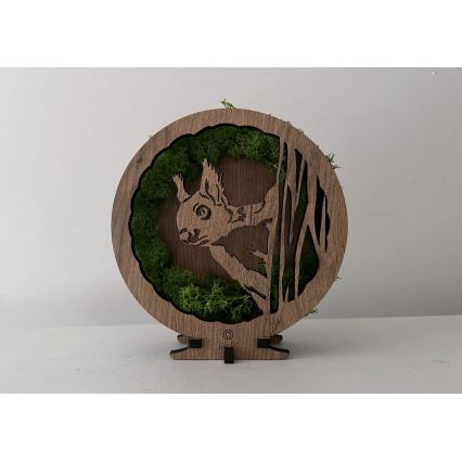 Li-Go 23625/DUB2 - LED stmievateľná stolová dekorácia LED/12W/230V 20x22 cm dub/machová veverička