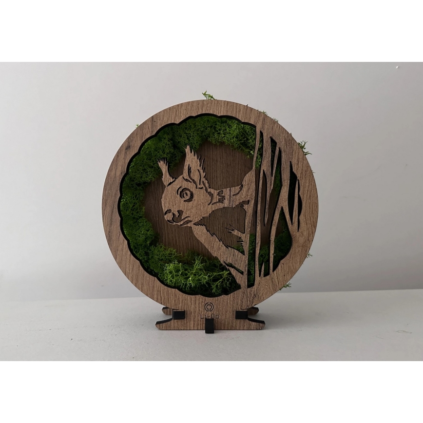 Li-Go 23625/DUB2 - LED stmievateľná stolová dekorácia LED/12W/230V 20x22 cm dub/machová veverička