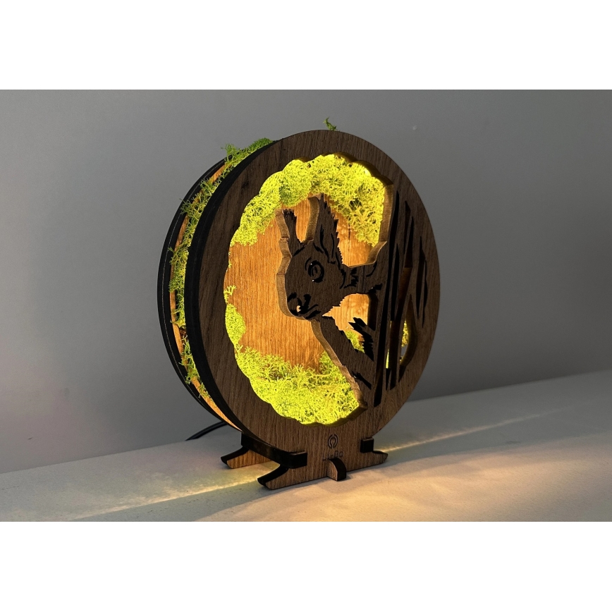 Li-Go 23625/DUB2 - LED stmievateľná stolová dekorácia LED/12W/230V 20x22 cm dub/machová veverička