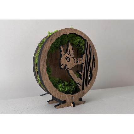 Li-Go 23625/DUB2 - LED stmievateľná stolová dekorácia LED/12W/230V 20x22 cm dub/machová veverička