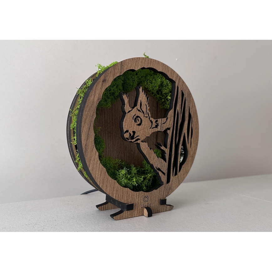 Li-Go 23625/DUB2 - LED stmievateľná stolová dekorácia LED/12W/230V 20x22 cm dub/machová veverička