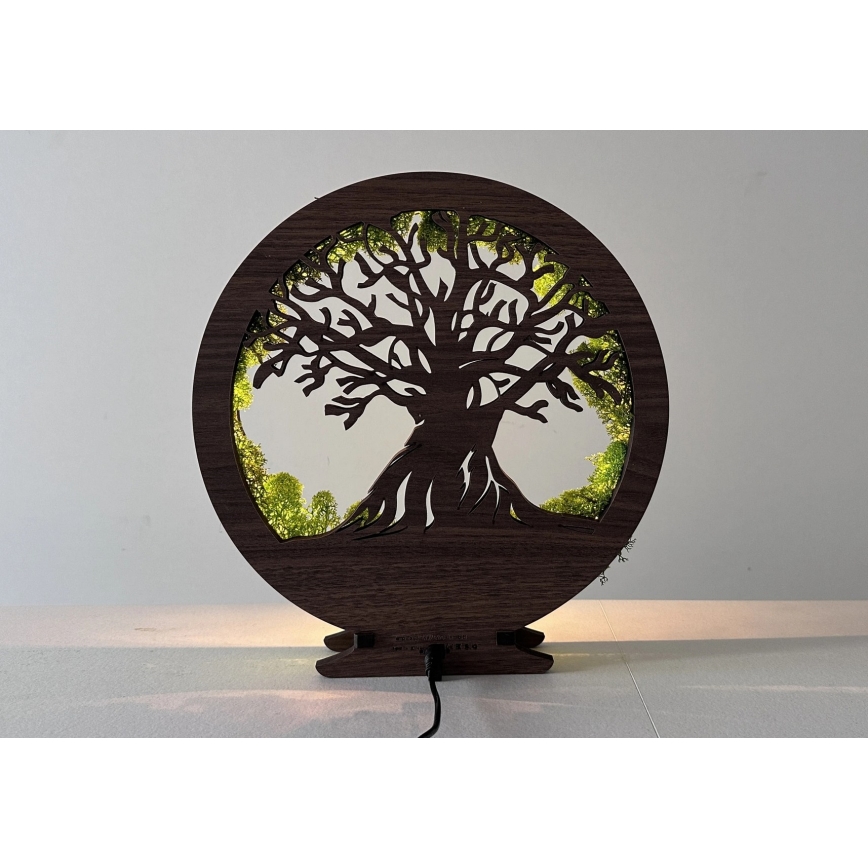 Li-Go 23631/DUB2 - Stmievateľná LED stolová dekorácia LED/12W/230V 30x31 cm dub/mach a strom