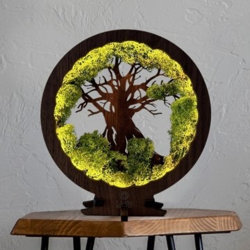 Li-Go 23631/DUB2 - LED stmievateľná stolová dekorácia LED/12W/230V 30x31 cm dub/mach a strom