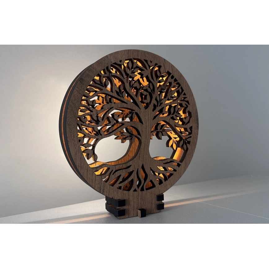 Li-Go 23648/DUB2 - LED stmievateľná stolová dekorácia LED/12W/230V 30x31 cm dub/Strom života