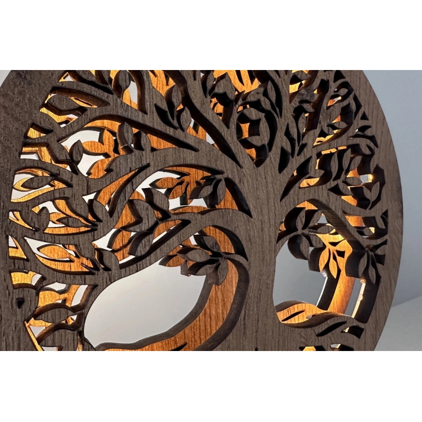 Li-Go 23648/DUB2 - LED stmievateľná stolová dekorácia LED/12W/230V 30x31 cm dub/Strom života