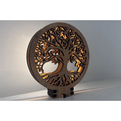 Li-Go 23648/DUB2 - LED Stmievateľná stolná dekorácia LED/12W/230V 30x31 cm dub/Strom života