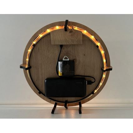 Li-Go 23688/DUB2 - LED stmievateľné hodiny s pohybovým senzorom LED/5V 20000 mAh + 1xAA pr. 32 cm dub/Púpava