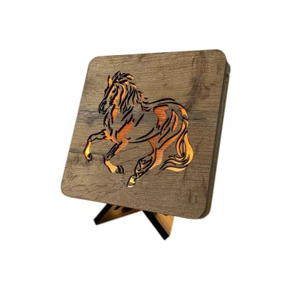 Li-Go 4070/DUB2 - LED Stolná dekorácia LED/12W/230V 19x19 cm dub/kôň