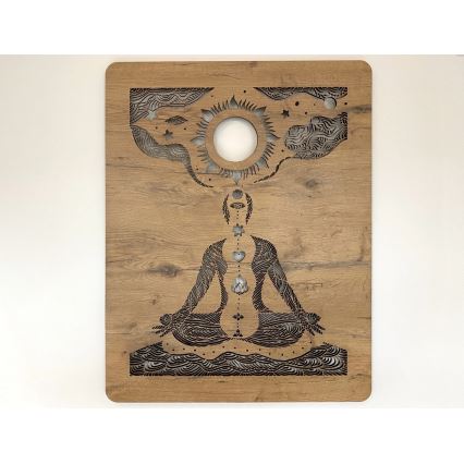 Li-Go 4421/A/4 - Stmievateľná LED nástenná dekorácia LED/10W/5V 30000 mAh 70x90 cm dub/čakry