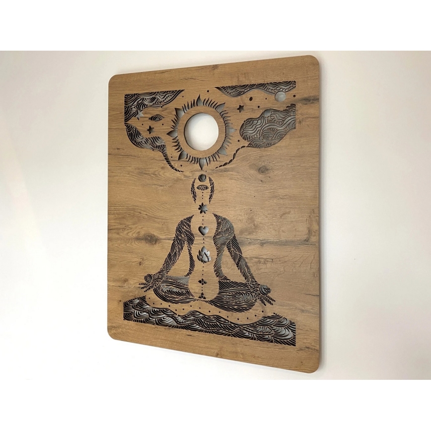 Li-Go 4421/A/4 - Stmievateľná LED nástenná dekorácia LED/10W/5V 30000 mAh 70x90 cm dub/čakry