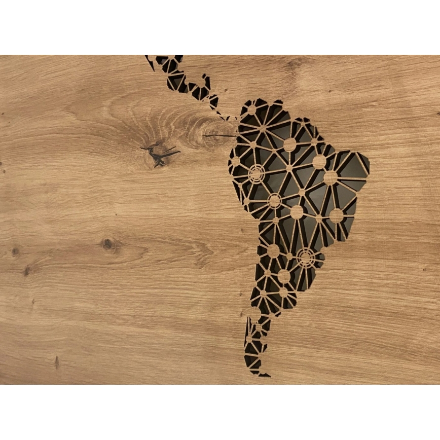 Li-Go 4457/A/4 - LED Stmievateľná nástenná dekorácia LED/10W/5V 30000 mAh 120x60 cm dub/Mapa sveta