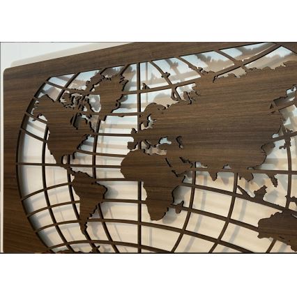 Li-Go 4709/DUB2 - LED RGBW stmievateľná nástenná dekorácia LED/24W/230V 125x74 cm dub/Mapa sveta rovnobežky + diaľkové ovládanie