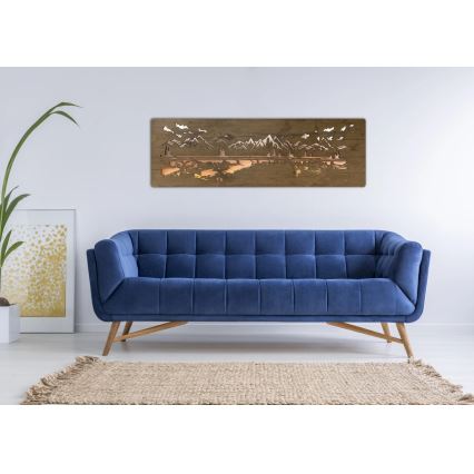 Li-Go 4778/A/4 - LED stmievateľná nástenná dekorácia LED/10W/5V 30000 mAh 120x40 cm dub/jazero