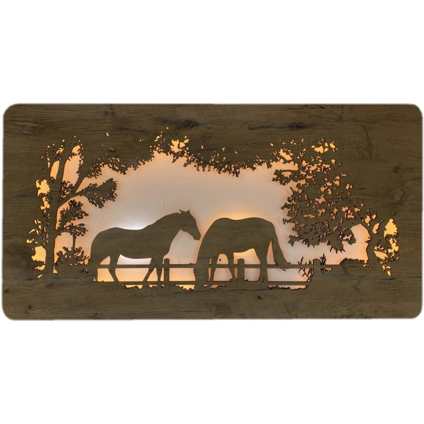 Li-Go 5012/B/4 - LED Stmievateľná nástenná dekorácia LED/10W/5V 30000 mAh 120x60 cm dub/Kone + diaľkové ovládanie