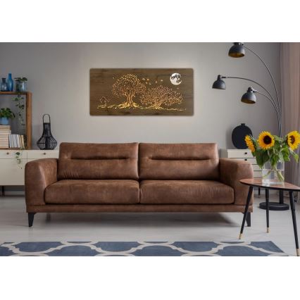 Li-Go 5042/DUB2 - LED stmievateľná nástenná dekorácia LED/24W/230V 110x50 cm dub/Tri duby a mesiac