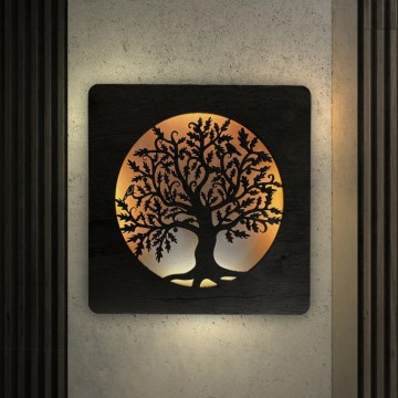 Li-Go 5275/DUB2 - LED stmievateľné hodiny LED/10W/5V 20000 mAh 42x42 cm dub/Dub v kruhu + diaľkové ovládanie