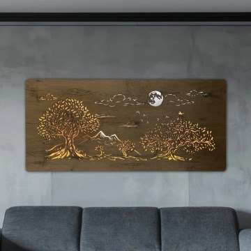 Li-Go 5478/DUB2 - LED Stmievateľná nástenná dekorácia LED/24W/230V 130x60 cm dub/Štyri duby a mesiac