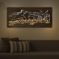 Li-Go 5589/A/DUB2 - LED Stmievateľná nástenná dekorácia LED/10W/5V 30000 mAh 110x50 cm dub/Hory s vtákmi