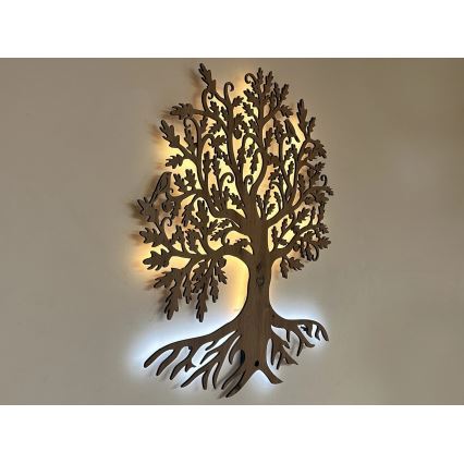 Li-Go 5729/DUB2 - LED nástenná dekorácia so senzorom pohybu LED/10W/5V 90x110 cm dub