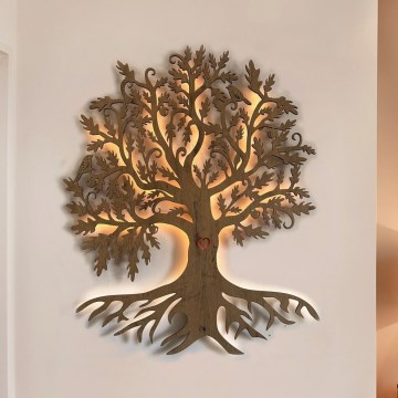 Li-Go 5729/DUB2 - LED nástenná dekorácia so senzorom pohybu LED/10W/5V 90x110 cm dub