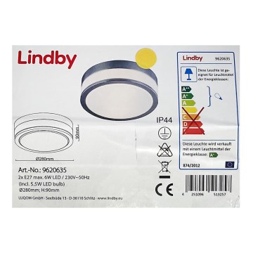 Lindby - Kúpeľňové stropné svietidlo FLAVI 2xE27/15W/230V IP44 lesklý chróm