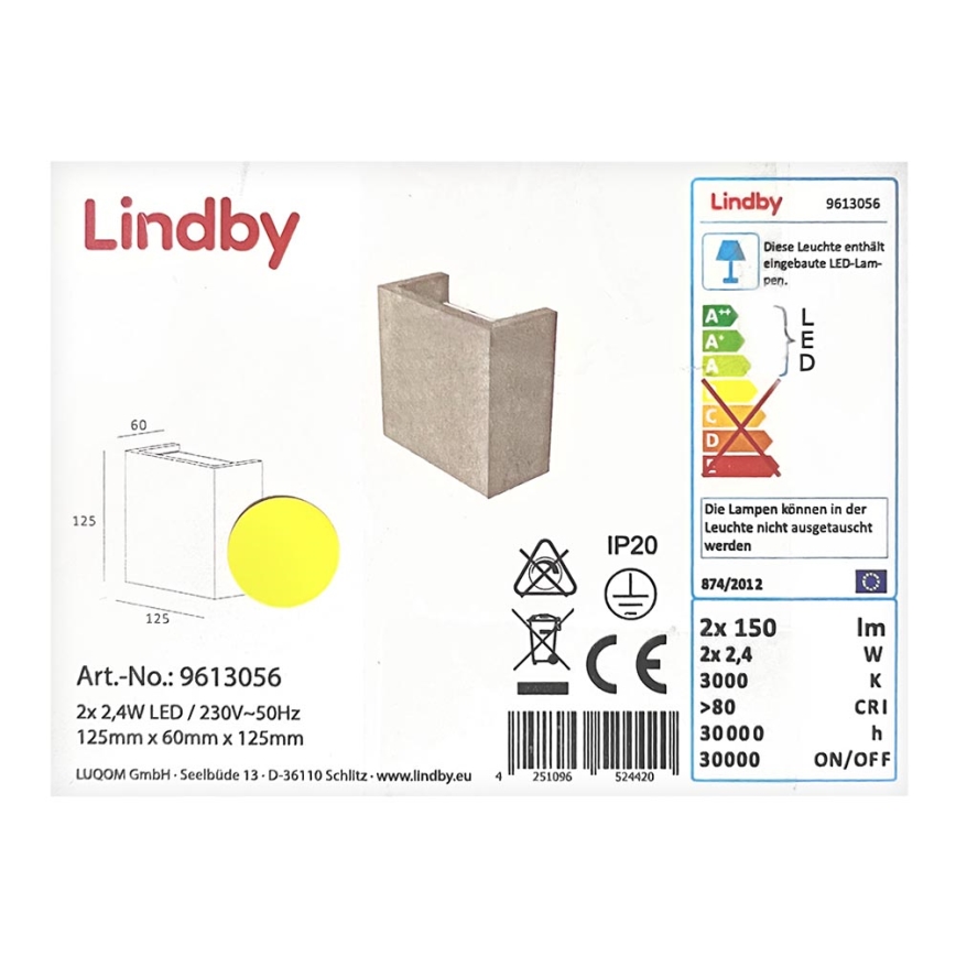 Lindby - LED Nástenné svietidlo YVA 2xLED/2,4W/230V