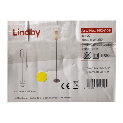 Lindby - LED RGB Stmievateľná stojacia lampa FELICE 1xE27/10W/230V Wi-Fi