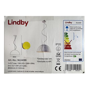 Lindby - LED RGB Stmievateľný luster na lanku CAROLLE LED/10W/230V Wi-Fi Tuya