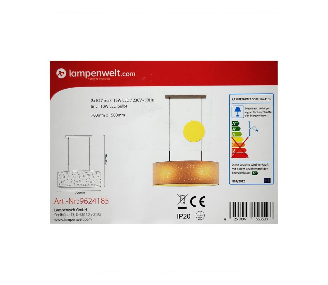 Lindby Lindby - LED RGBW Stmievateľný luster na lanku ALWINE 2xE27/10W/230V