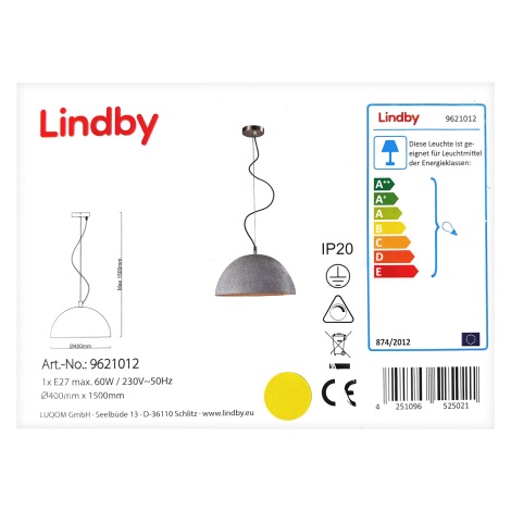 Lindby - LED RGBW Stmievateľný luster na lanku CAROLLE 1xE27/10W/230V Wi-Fi Tuya