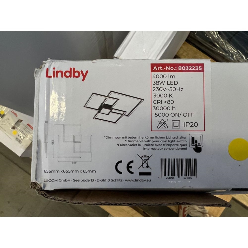 Lindby - LED Stmievateľné stropné svietidlo DUETTO LED/38W/230V