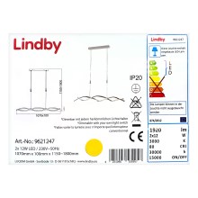 Lindby - LED Stmievateľný luster na lanku AURON 2xLED/12W/230V