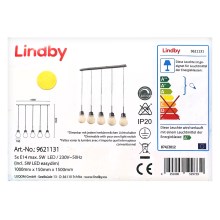 Lindby - LED Stmievateľný luster na lanku BADO 5xLED/5W/230V