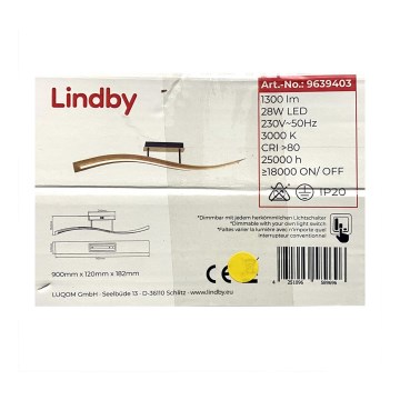 Lindby - LED Stmievateľný prisadený luster LARISA LED/28W/230V