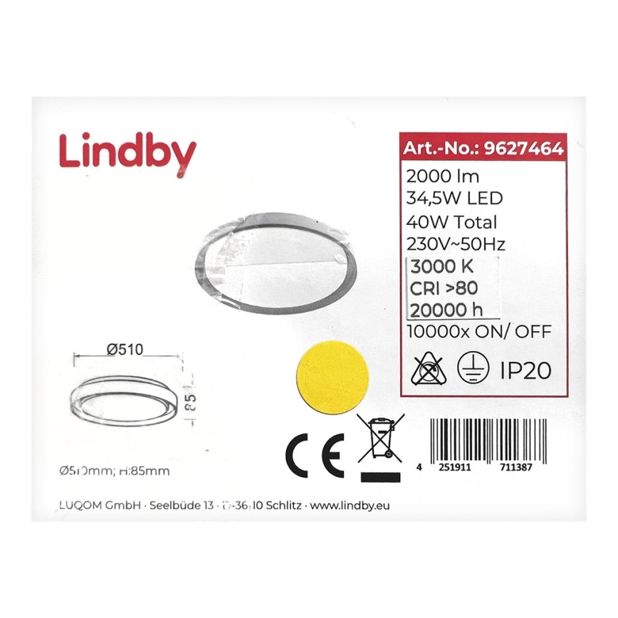 Lindby - LED Stropné svietidlo BRENNON LED/34,5W/230V