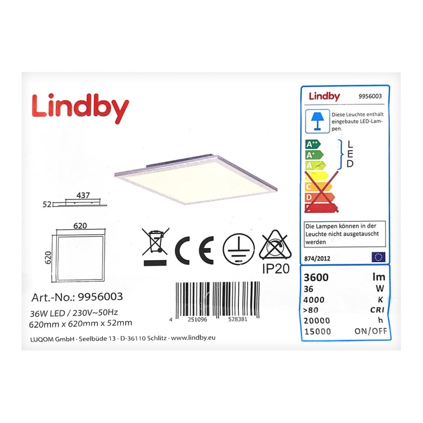 Lindby - LED Stropné svietidlo LIVEL LED/36W/230V