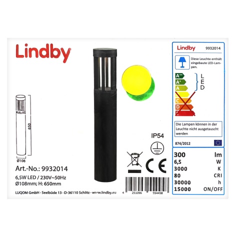 Lindby - LED Vonkajšia lampa JORDIS LED/6,5W/230V