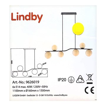 Lindby - Luster na lanku AVALYN 6xE14/40W/230V