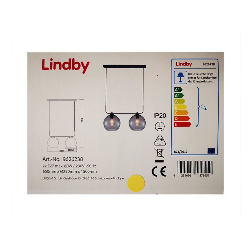 Lindby - Luster na lanku DASITA 2xE27/60W/230V