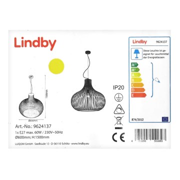 Lindby - Luster na lanku FRANCES 1xE27/60W/230V