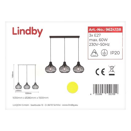 Lindby - Luster na lanku FRANCES 3xE27/60W/230V