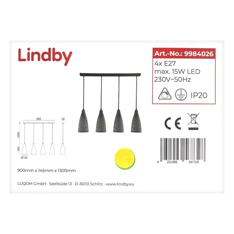 Lindby - Luster na lanku SANNE 4xE27/15W/230V