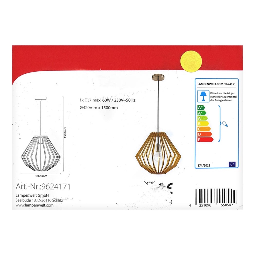 Lindby - Luster na lanku SIGGIE 1xE27/60W/230V