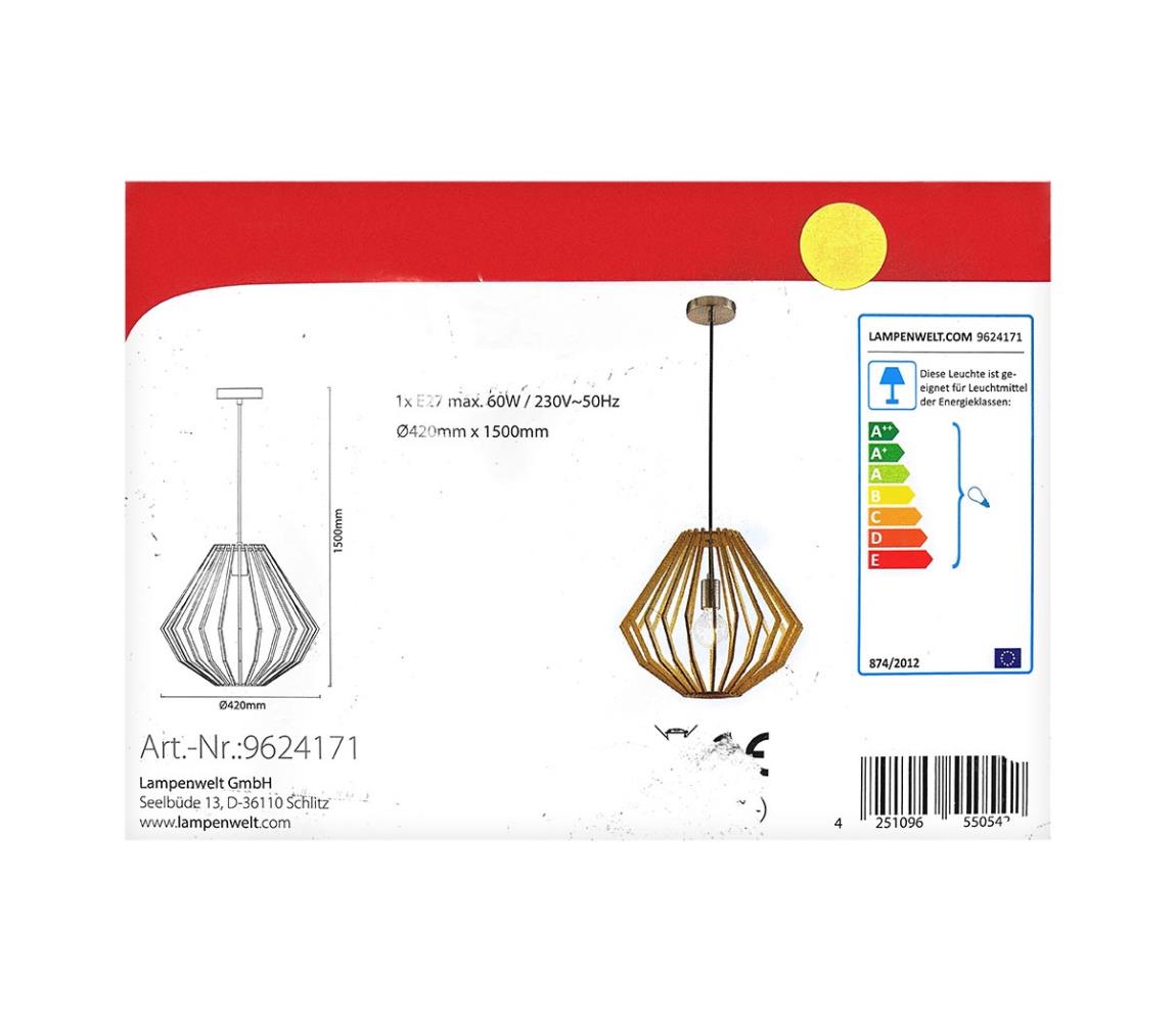 Lindby Lindby - Luster na lanku SIGGIE 1xE27/60W/230V