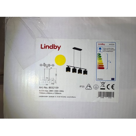 Lindby - Luster na lanku VASILIA 4xE14/28W/230V