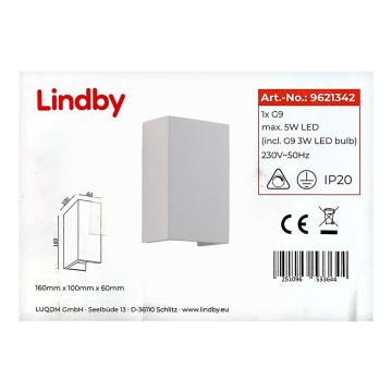 Lindby - Nástenné svietidlo COLJA 1xG9/5W/230V